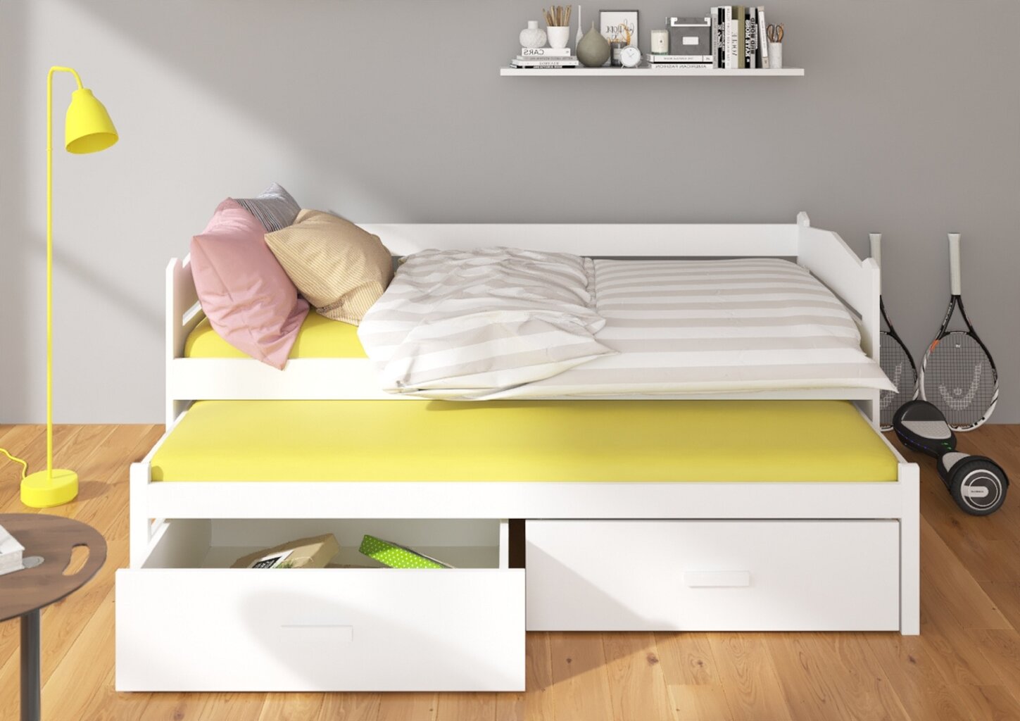 Lastevoodi Adrk Furniture Tiarro, 90x200 cm, valge/roosa hind ja info | Lastevoodid | hansapost.ee