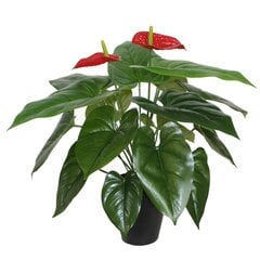 Искусственное растение ANTHURIUM H45см, фламинго, чёрный горшок цена и информация | Искусственные цветы 1 букет искусственный пион шелковый цветок свадебный декор для вечеринки открытый сад крыльцо | hansapost.ee