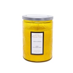 Свеча в стеклянной банке ROMANTIC TIMES, D8xH11см, с крышкой, желтая, (аромат - аромат лайма и лимона) цена и информация | Подсвечники, свечи | hansapost.ee