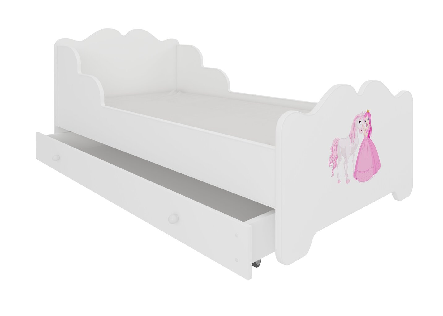 Lastevoodi ADRK Furniture Ximena Princess and horse, 70x140 cm, valge цена и информация | Lastevoodid | hansapost.ee