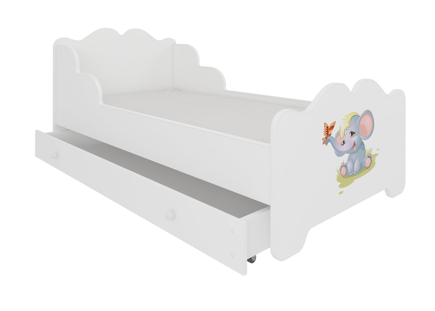 Lastevoodi ADRK Furniture Ximena Elephant, 70x140 cm, valge цена и информация | Lastevoodid | hansapost.ee