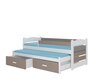 Lastevoodi Adrk Furniture Tiarro koos küljekaitsega, 90x200 cm, valge/hall цена и информация | Lastevoodid | hansapost.ee