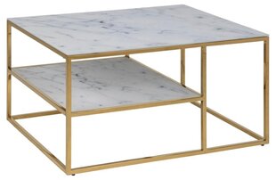 Diivanilaud Alisma, 90x60xH45cm, valge marmor klaas/kuld hind ja info | Diivanilauad | hansapost.ee