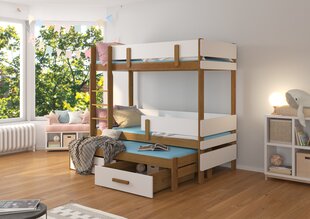 Кровать двухъярусная ADRK Furniture Etapo 90x200 см, белый/коричневый цвет цена и информация | Детские кровати | hansapost.ee