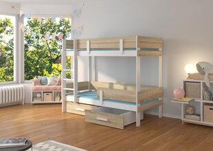 Кровать двухъярусная Adrk Furniture Etiona с матрасом, 90х200 см, белый/коричневый цвет цена и информация | Детские кровати | hansapost.ee