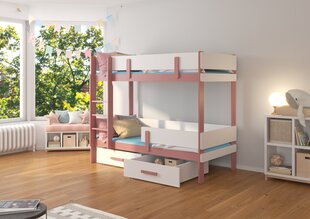 Кровать двухъярусная ADRK Furniture Etiona 90x200 см, белый/розовый цвет цена и информация | Детские кровати | hansapost.ee