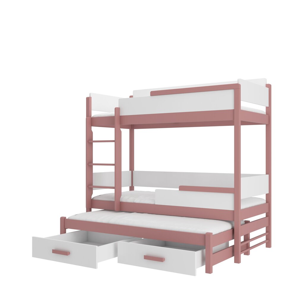 Narivoodi Adrk Furniture Queen koos madratsitega, 90x200 cm, valge/roosa hind ja info | Lastevoodid | hansapost.ee