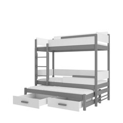 Кровать двухъярусная ADRK Furniture Queen с матрасами, 80х180 см, белого/серого цвета цена и информация | Детские кровати | hansapost.ee