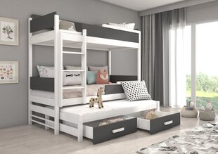 Narivoodi Adrk Furniture Queen koos madratsitega, 90x200 cm, valge/hall hind ja info | Lastevoodid | hansapost.ee