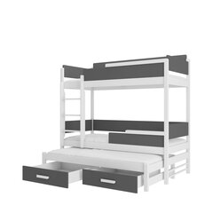 Кровать двухъярусная ADRK Furniture Queen с матрасами, 90х200 см, белый/серый цвет цена и информация | Детские кровати | hansapost.ee