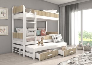 Кровать двухъярусная ADRK Furniture Queen с матрасами, 80х180 см, белый/коричневый цвет цена и информация | Детские кровати | hansapost.ee