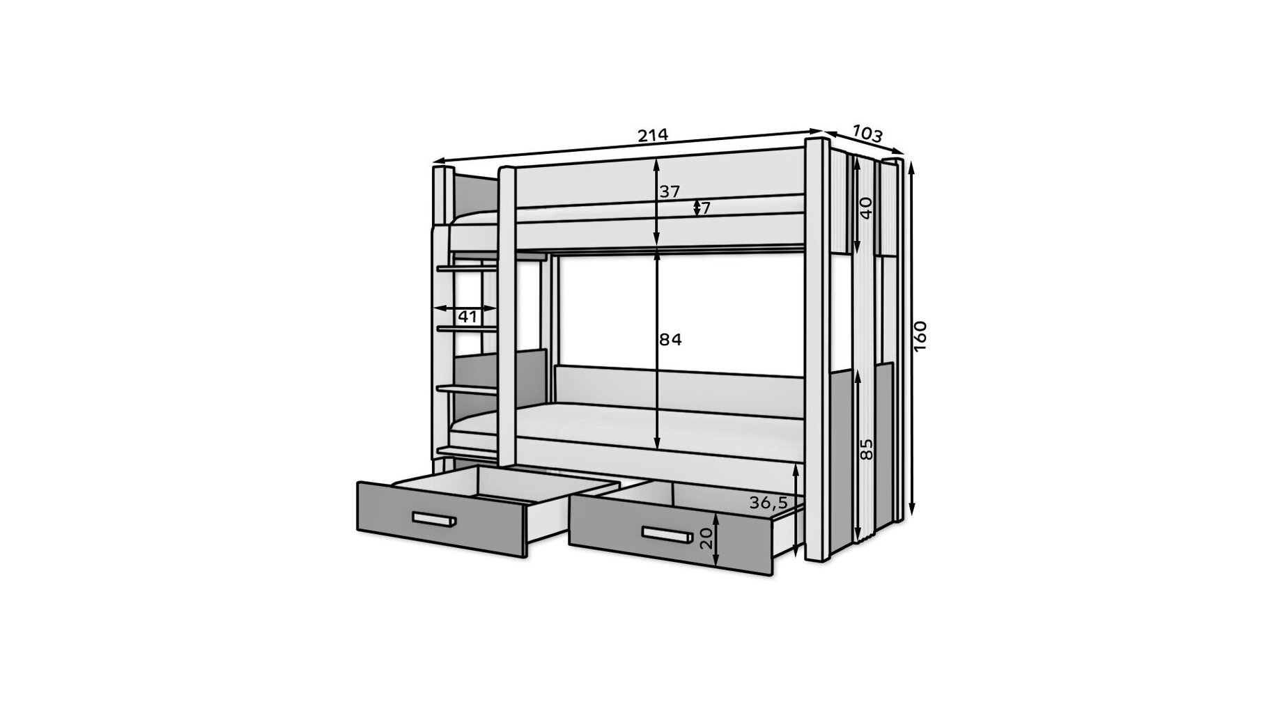 Narivoodi Adrk Furniture Arta, 90x200 cm, valge/pruun цена и информация | Lastevoodid | hansapost.ee