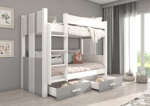Кровать двухъярусная ADRK Furniture Arta с матрасом, 90х200 см, белый/серый цвет цена и информация | Детские кровати | hansapost.ee
