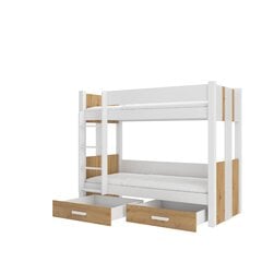 Narivoodi Adrk Furniture Arta koos madratsiga, 90x200 cm, valge/pruun цена и информация | Детские кровати | hansapost.ee