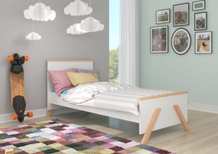 Voodi Adrk Furniture Koral, 90x200 cm, valge/pruun цена и информация | Детские кровати | hansapost.ee