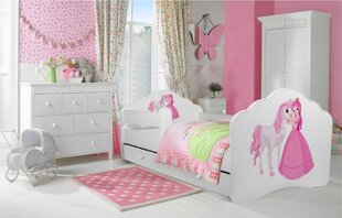 Lastevoodi Adrk Furniture Casimo Princess with horse, 80x160 cm, valge hind ja info | Lastevoodid | hansapost.ee