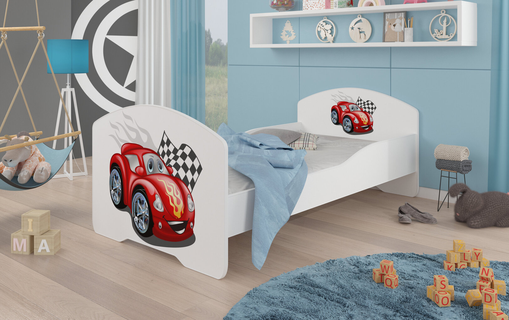 Lastevoodi Adrk Furniture Pepe car zigzag, 80x160 cm, valge цена и информация | Lastevoodid | hansapost.ee