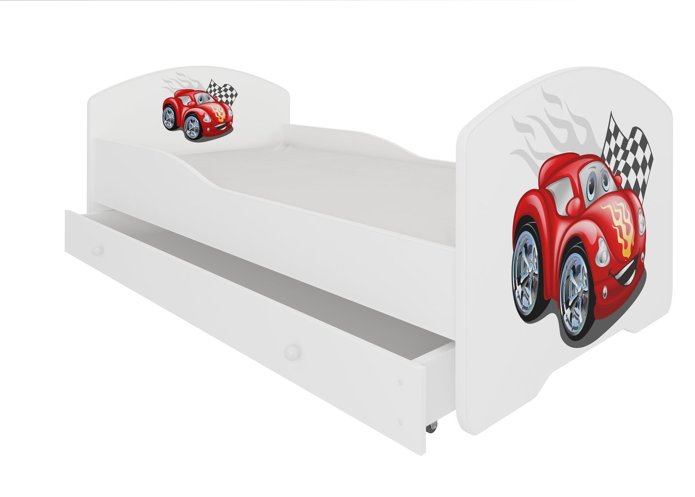 Lastevoodi Adrk Furniture Pepe car zigzag, 80x160 cm, valge hind ja info | Lastevoodid | hansapost.ee