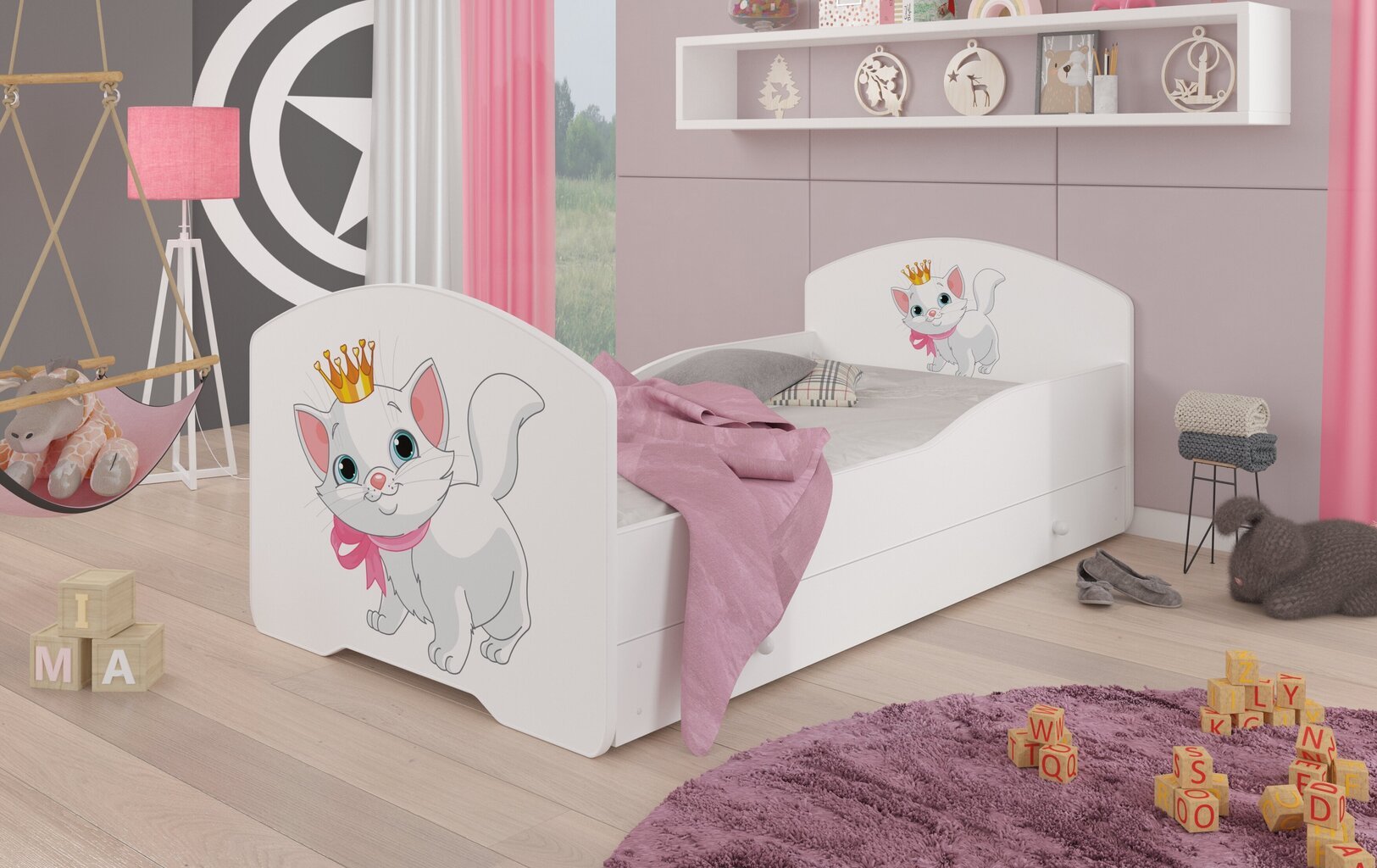 Lastevoodi Adrk Furniture Pepe cat, 70x140 cm, valge цена и информация | Lastevoodid | hansapost.ee