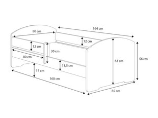 Lastevoodi Adrk Furniture Pepe car zigzag, 80x160 cm, valge hind ja info | Lastevoodid | hansapost.ee