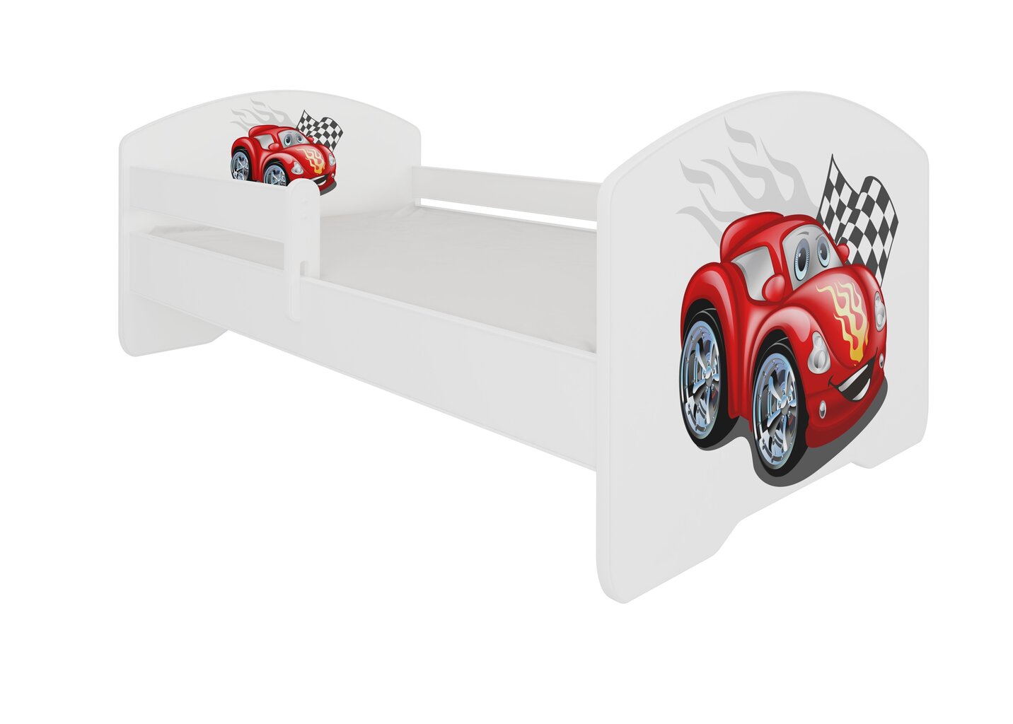 Lastevoodi Adrk Furniture Pepe car zigzag, 80x160 cm, valge цена и информация | Lastevoodid | hansapost.ee