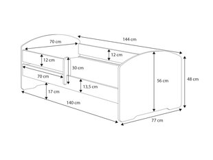 Детская кровать Adrk Furniture Pepe Digger, 70x140 см, белый цвет цена и информация | Детские кровати | hansapost.ee