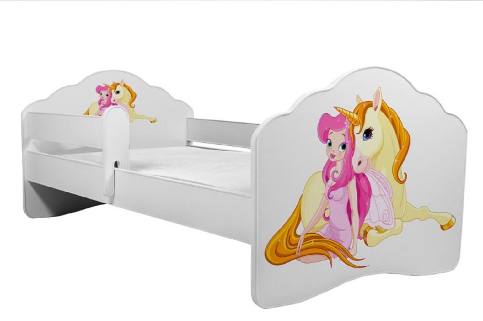 Lastevoodi Adrk Furniture Casimo Girl with unicorn, 80x160 cm, valge цена и информация | Lastevoodid | hansapost.ee