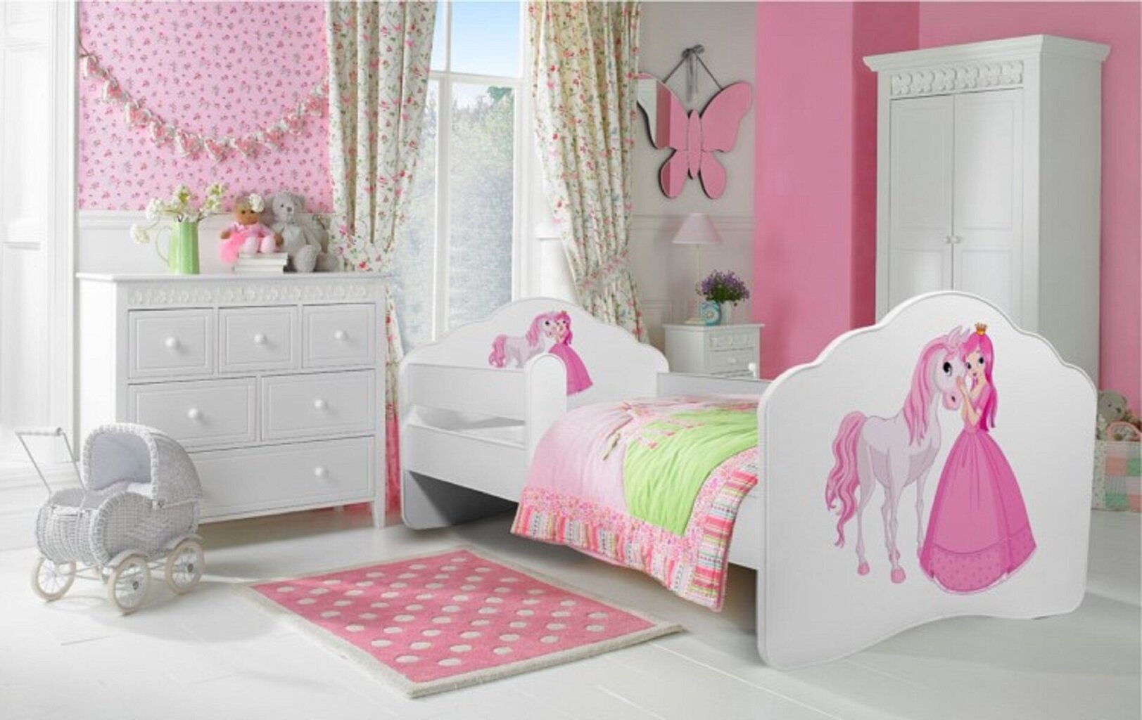 Lastevoodi Adrk Furniture Casimo Princess with horse, 70x140 cm, valge цена и информация | Lastevoodid | hansapost.ee