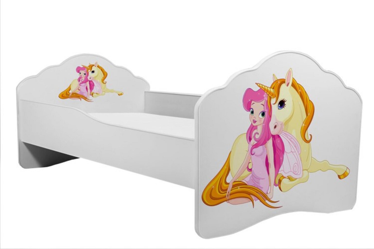 Lastevoodi Adrk Furniture Casimo Girl with unicorn, 80x160 cm, valge цена и информация | Lastevoodid | hansapost.ee