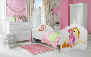 Lastevoodi Adrk Furniture Casimo Girl with unicorn, 70x140 cm, valge цена и информация | Детские кровати | hansapost.ee