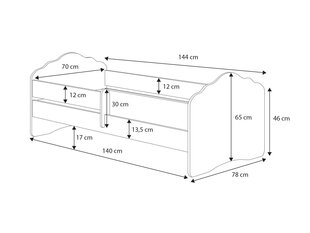 Lastevoodi Adrk Furniture Casimo two dogs, 70x140 cm, valge hind ja info | Lastevoodid | hansapost.ee