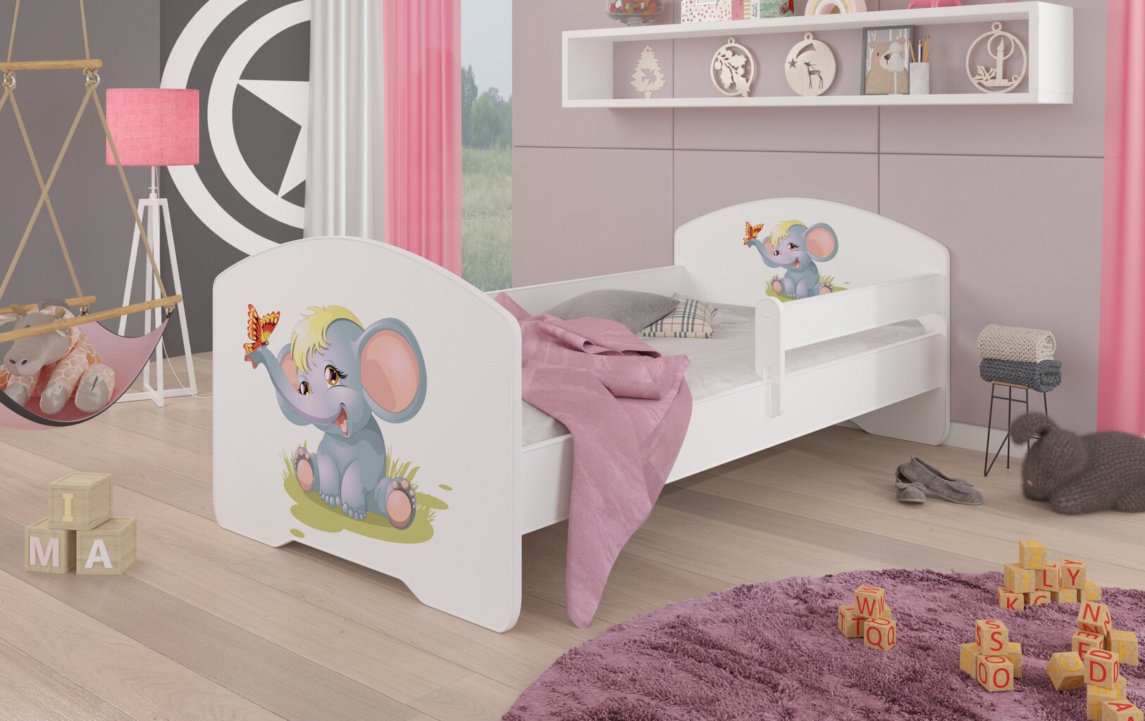 Lastevoodi Adrk Furniture Pepe Elephant, 80x160 cm, valge цена и информация | Lastevoodid | hansapost.ee