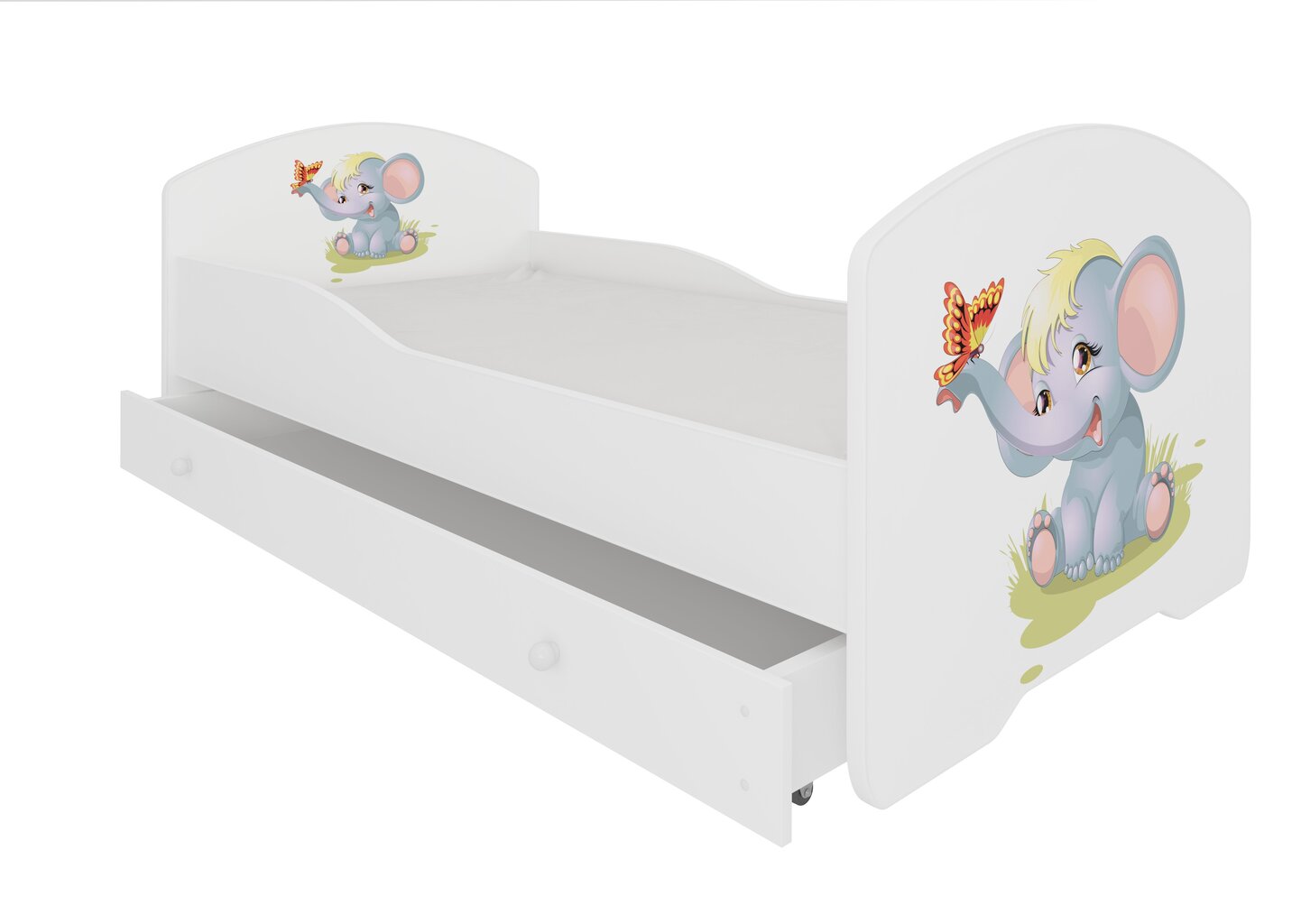 Lastevoodi Adrk Furniture Pepe Elephant, 80x160 cm, valge цена и информация | Lastevoodid | hansapost.ee