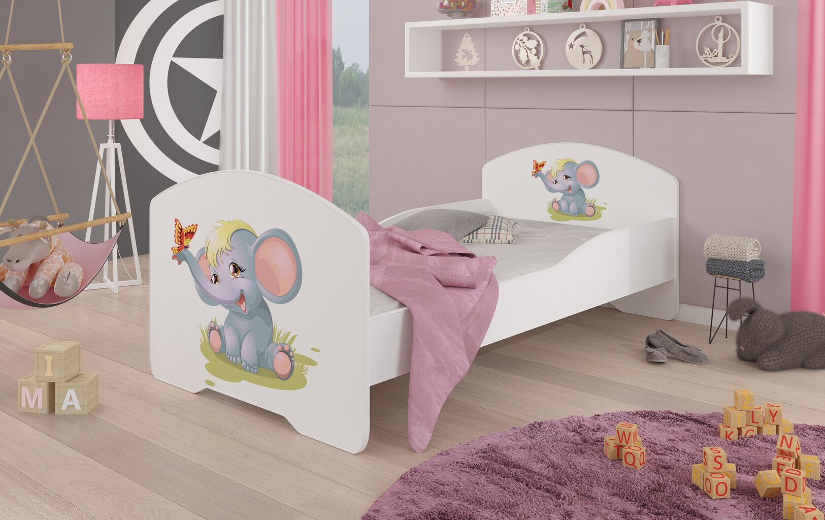 Lastevoodi Adrk Furniture Pepe Elephant, 70x140 cm, valge hind ja info | Lastevoodid | hansapost.ee