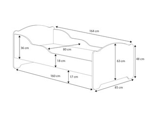 Lastevoodi Adrk Furniture Amadis Car Zagzag, 80x160 cm, erinevad värvid hind ja info | Lastevoodid | hansapost.ee