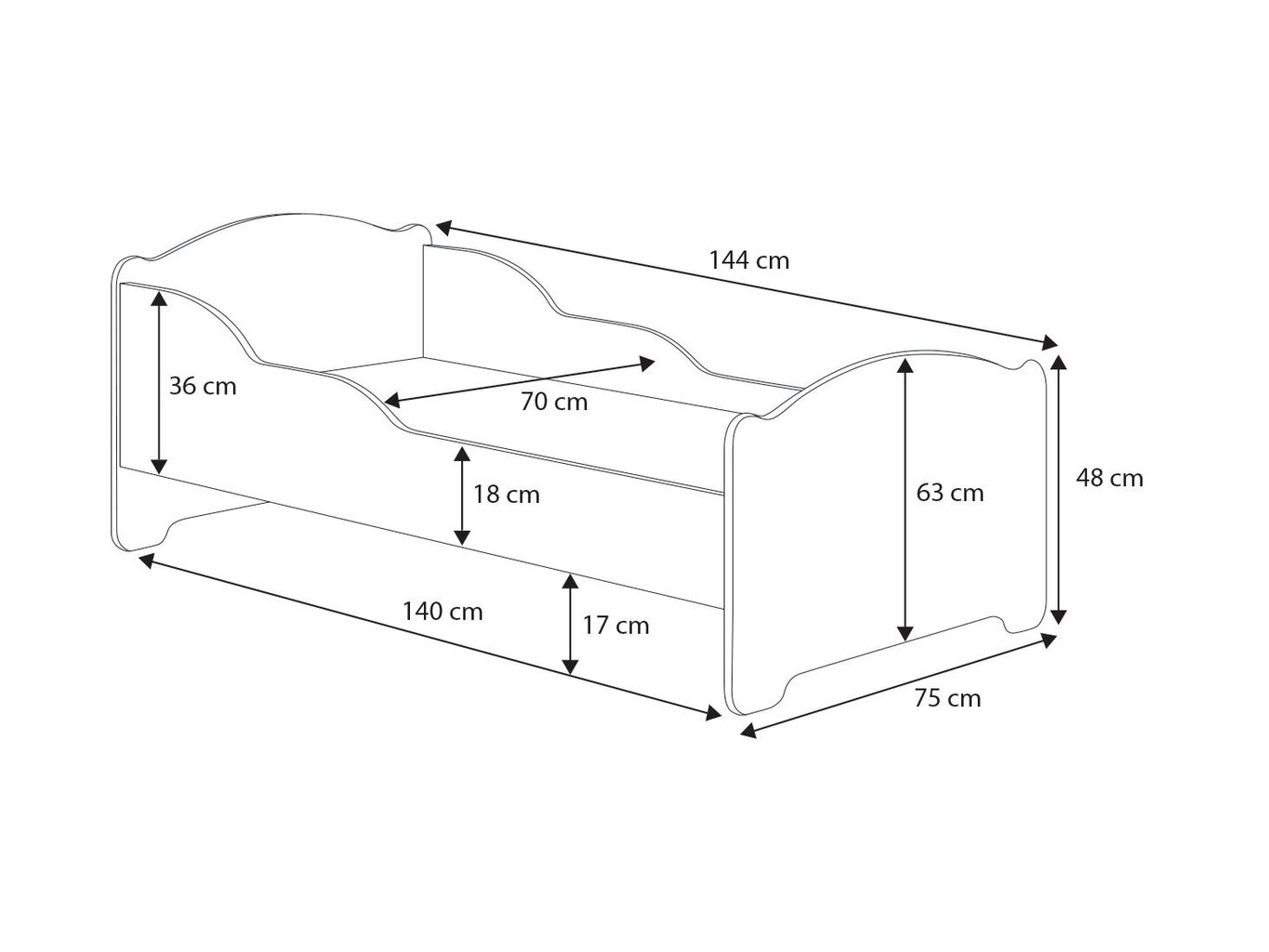 Lastevoodi Adrk Furniture Amadis Car Zagzag, 70x140 cm, valge hind ja info | Lastevoodid | hansapost.ee