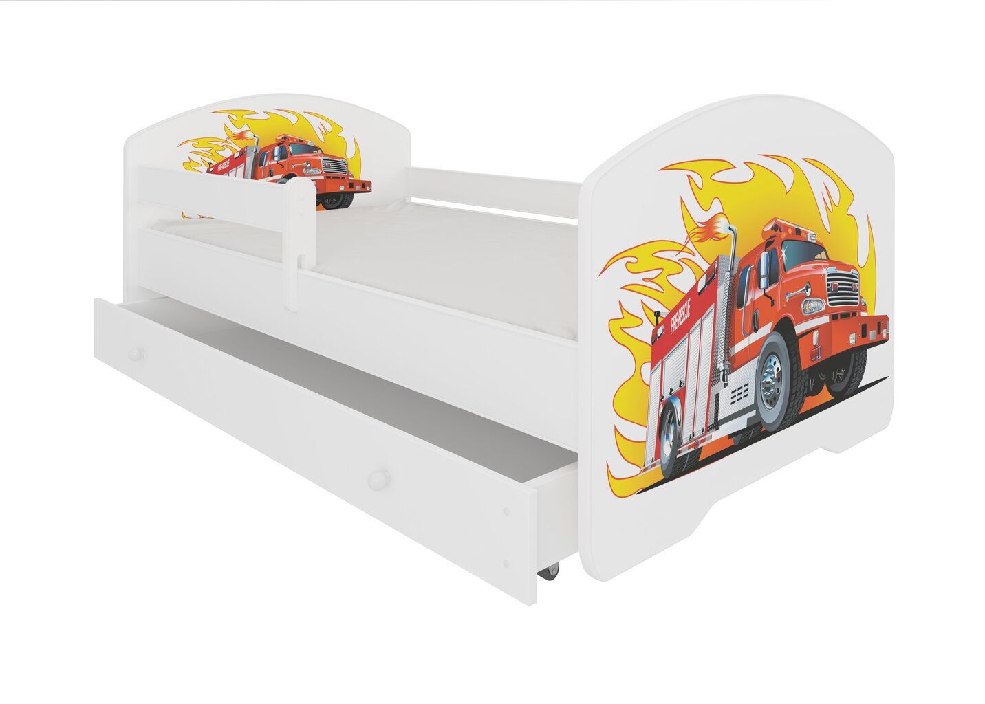 Lastevoodi Adrk Furniture Pepe Fire truck, 80x160 cm, valge hind ja info | Lastevoodid | hansapost.ee