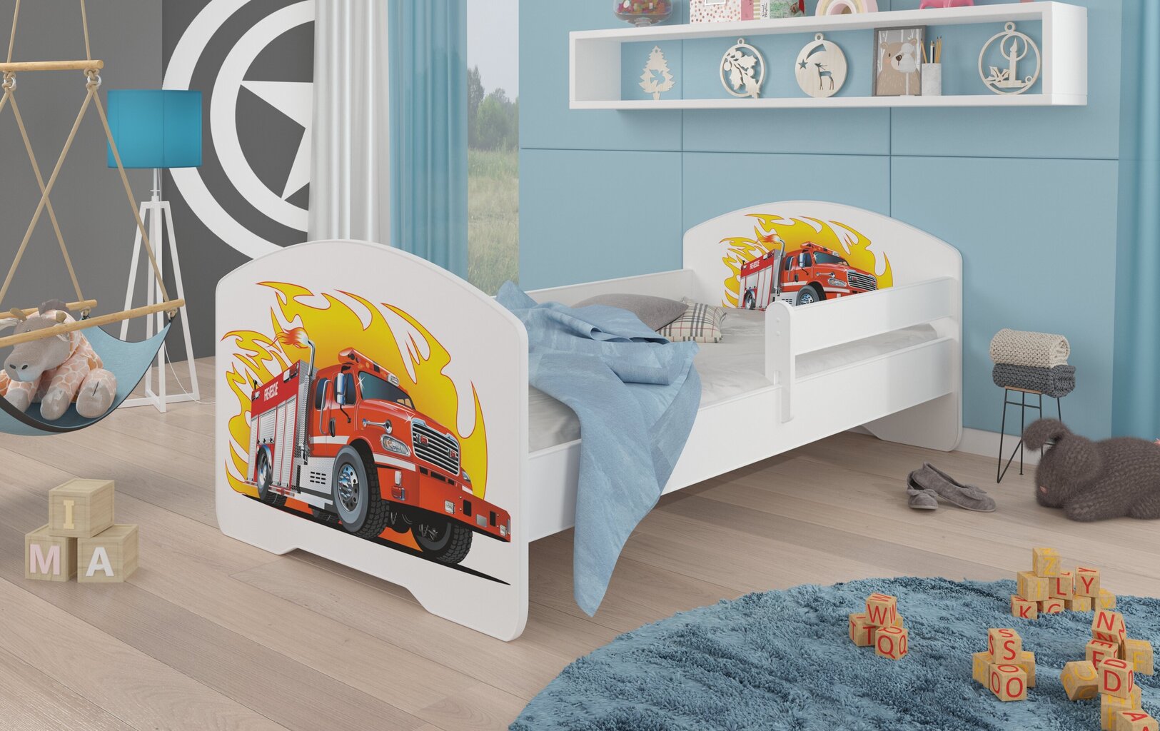 Lastevoodi Adrk Furniture Pepe Fire truck, 80x160 cm, valge hind ja info | Lastevoodid | hansapost.ee