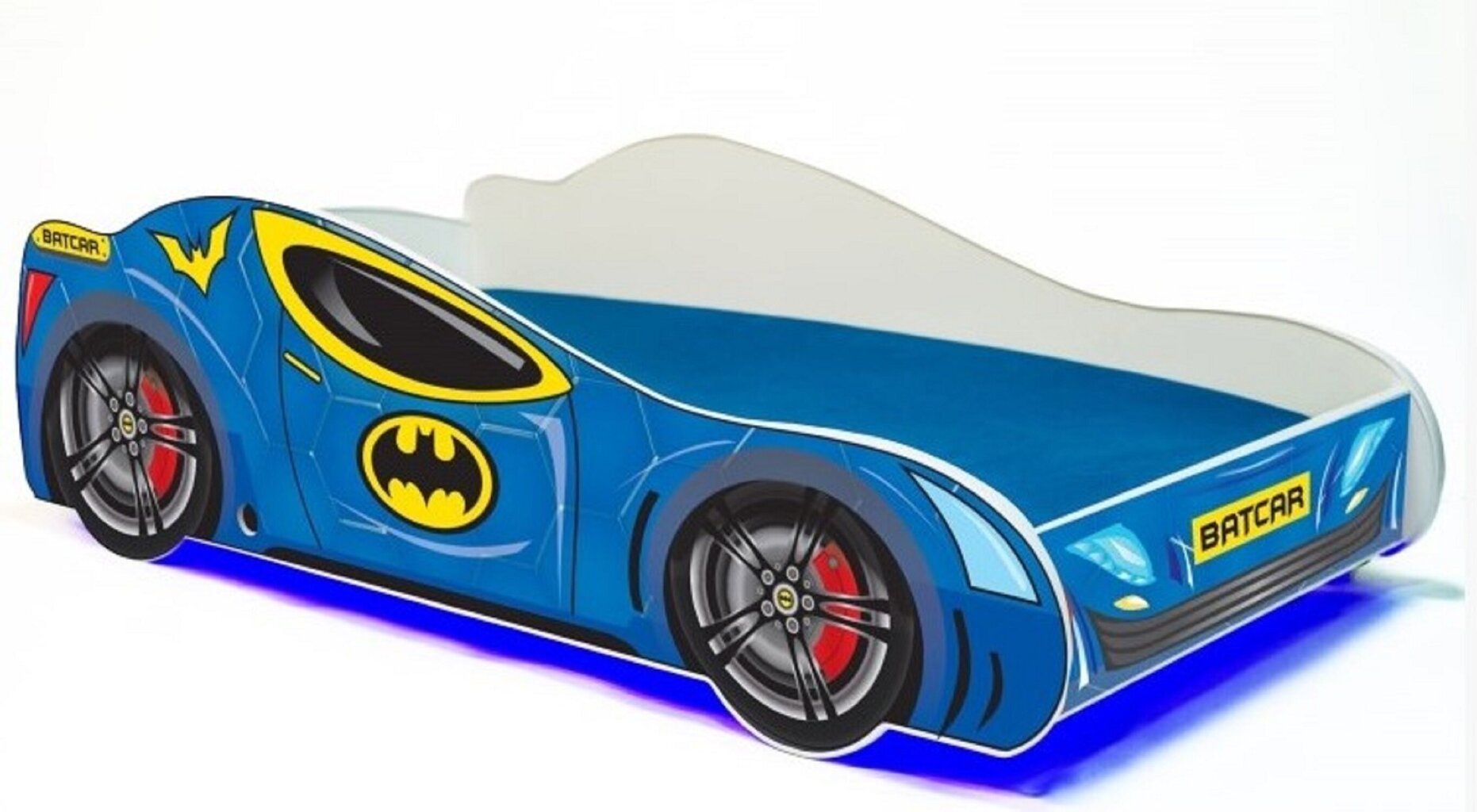 Lastevoodi Adrk Furniture Led Batcar, 80x160 cm, sinine hind ja info | Lastevoodid | hansapost.ee