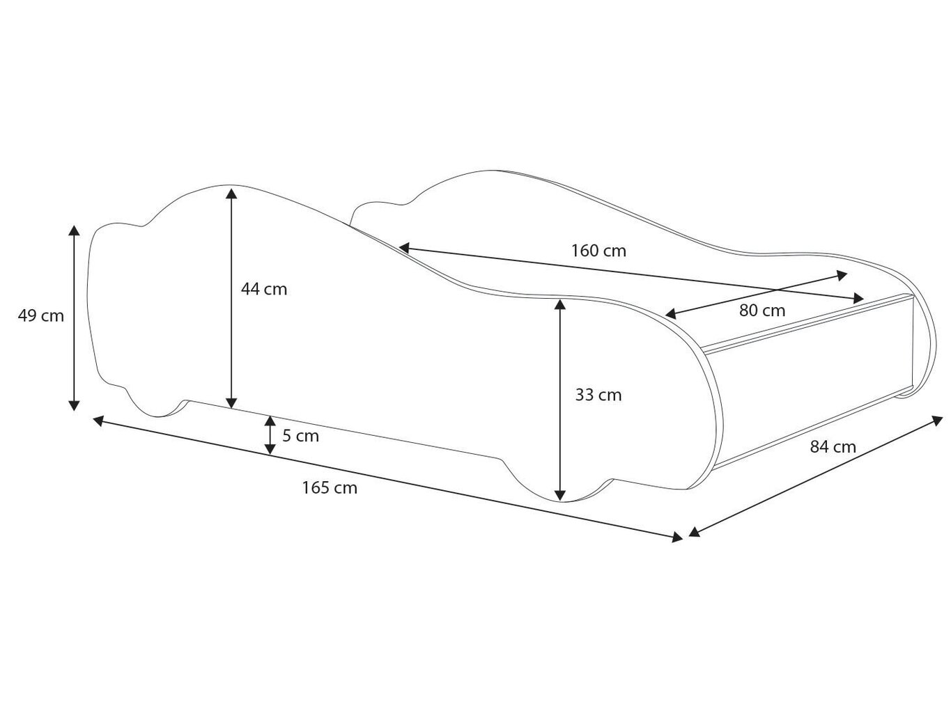 Lastevoodi Adrk Furniture Led Batcar, 80x160 cm, sinine hind ja info | Lastevoodid | hansapost.ee