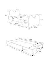 Детская кроватка Adrk Furniture Bear, 70х140 см, синего/белого цвета цена и информация | Детские кровати | hansapost.ee