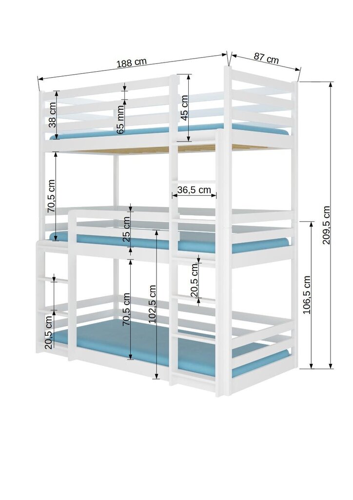 Narivoodi Adrk Furniture Tedro, 80x180 cm, pruun цена и информация | Lastevoodid | hansapost.ee