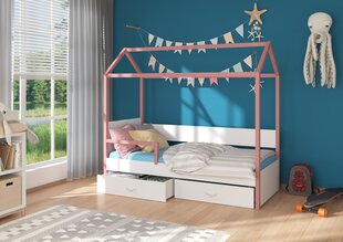 Voodi Adrk Furniture Otello 90x200 cm koos küljekaitsega, valge/roosa цена и информация | Детские кровати | hansapost.ee