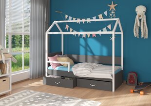 Adrk Furniture Otello Кровать с боковой защитой, 90х200 см, белый/черный цвет цена и информация | Детские кровати | hansapost.ee