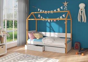 Voodi Adrk Furniture Otello, 90x200 cm, hall/pruun цена и информация | Детские кровати | hansapost.ee