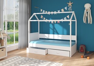 Кровать ADRK Furniture Otello 90x200 см с боковой защитой, белый цвет/синяя цена и информация | Детские кровати | hansapost.ee