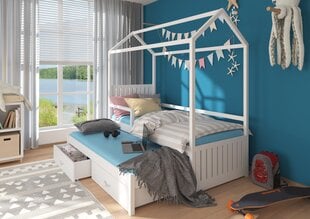 Кровать ADRK Furniture Jonasek с боковой защитой и матрасом, 80х180 см, серый цвет цена и информация | Детские кровати | hansapost.ee