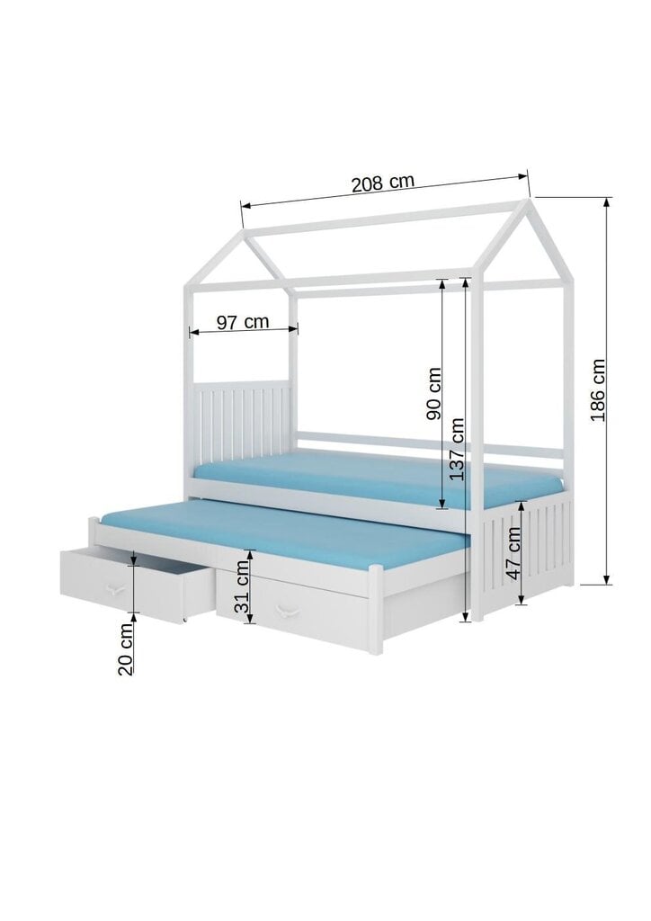 Voodi Adrk Furniture Jonasek, 90x200 cm, roosa hind ja info | Lastevoodid | hansapost.ee