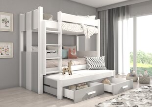 Narivoodi Adrk Furniture Artema koos madratsitega, 90x200 cm, valge/hall hind ja info | Lastevoodid | hansapost.ee