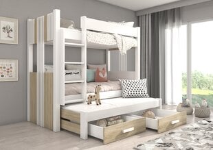 Narivoodi Adrk Furniture Artema koos madratsitega, 90x200 cm, valge/pruun hind ja info | Lastevoodid | hansapost.ee
